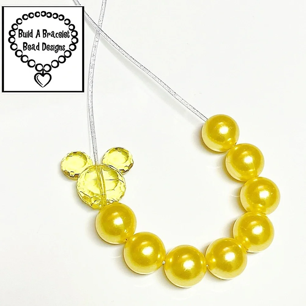 Handmade Minnie Mouse Inspired Yellow Pearl Adjustable Disney Necklace Spring